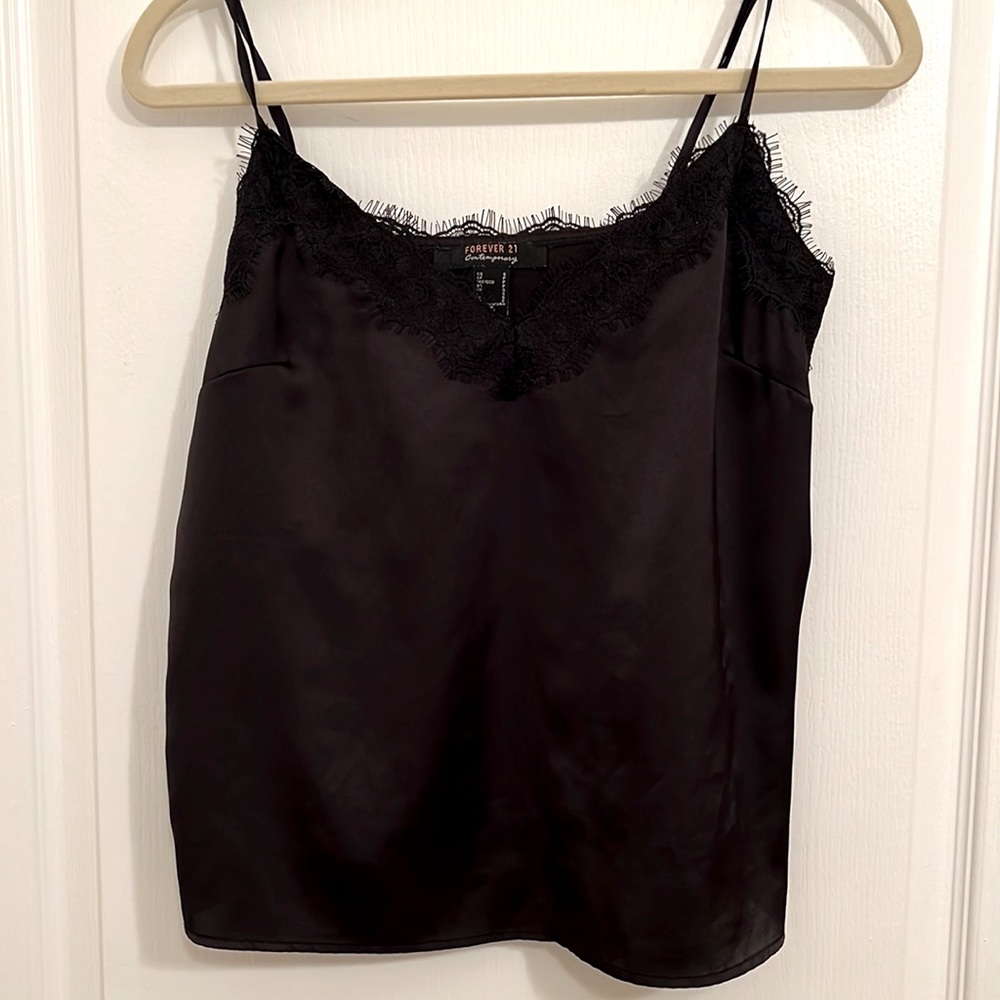 Forget 21 Black Silk Top